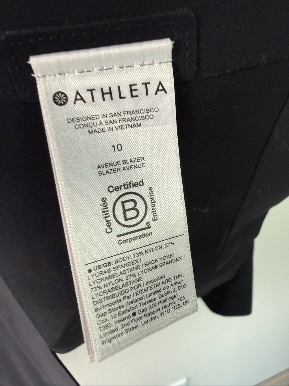 Athleta Avenue Blazer Jacket Black Business Athleisure Casual Women’s Size 10 - Picture 11 of 16